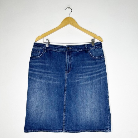 Pilcro and the Letterpress Anthropologie Ruffle Back Denim Skirt Size 32 - Picture 1 of 7